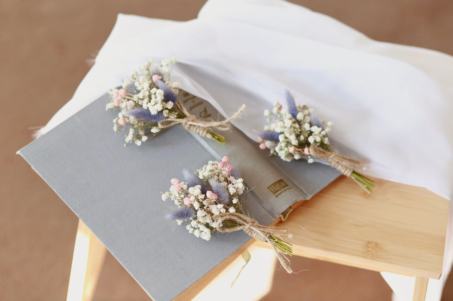 Baby's Breath Purple Bunny Tail Buttonhole