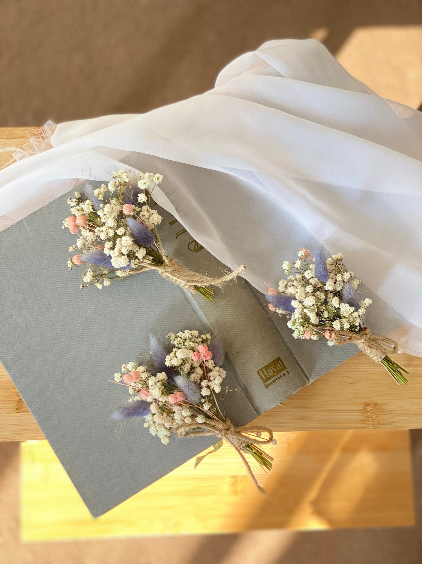 Baby's Breath Purple Bunny Tail Buttonhole