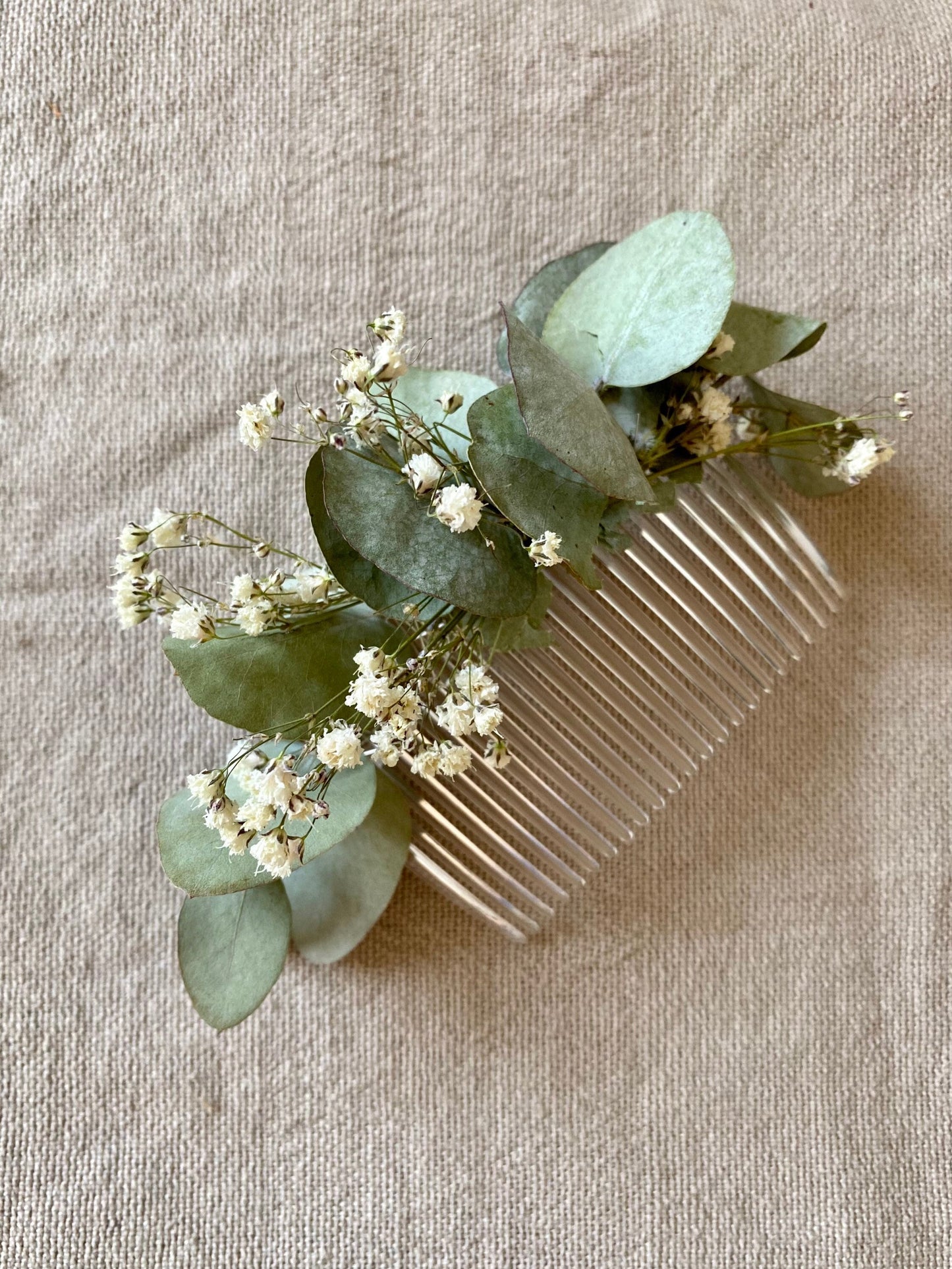 Dried Eucalyptus Comb for Bride /Bridesmaids/ Flower Girls / Rustic Wedding Flower/ Baby’s Breath Hair Crown