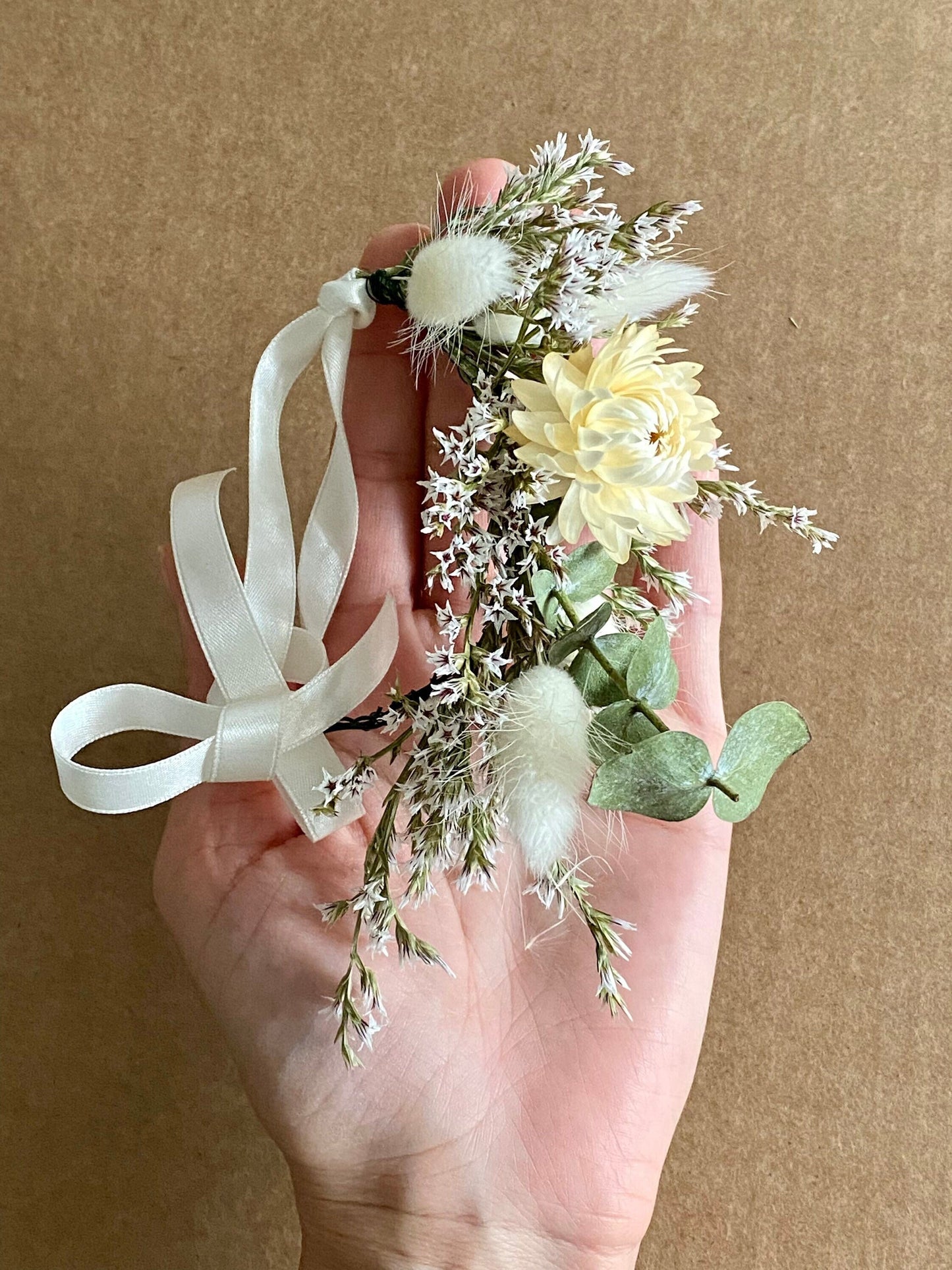 Bridesmaid wrist corsage/Wristband for Bridesmaids / German Statice Bracelet