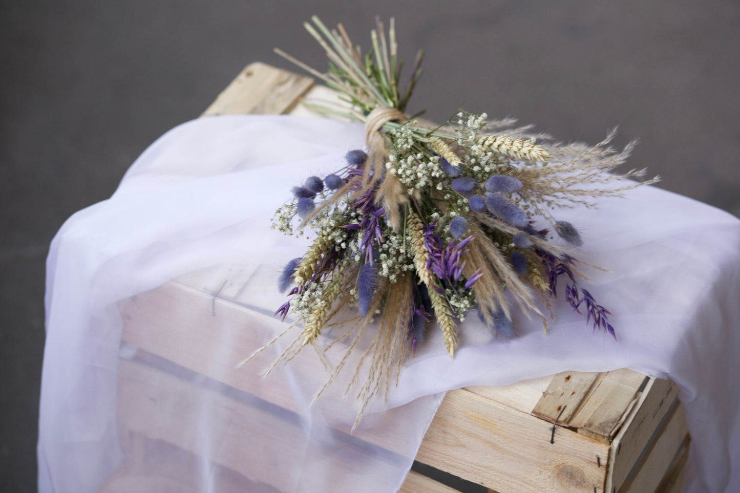 Purple Grass Dried Babies Breath Wedding Bouquet