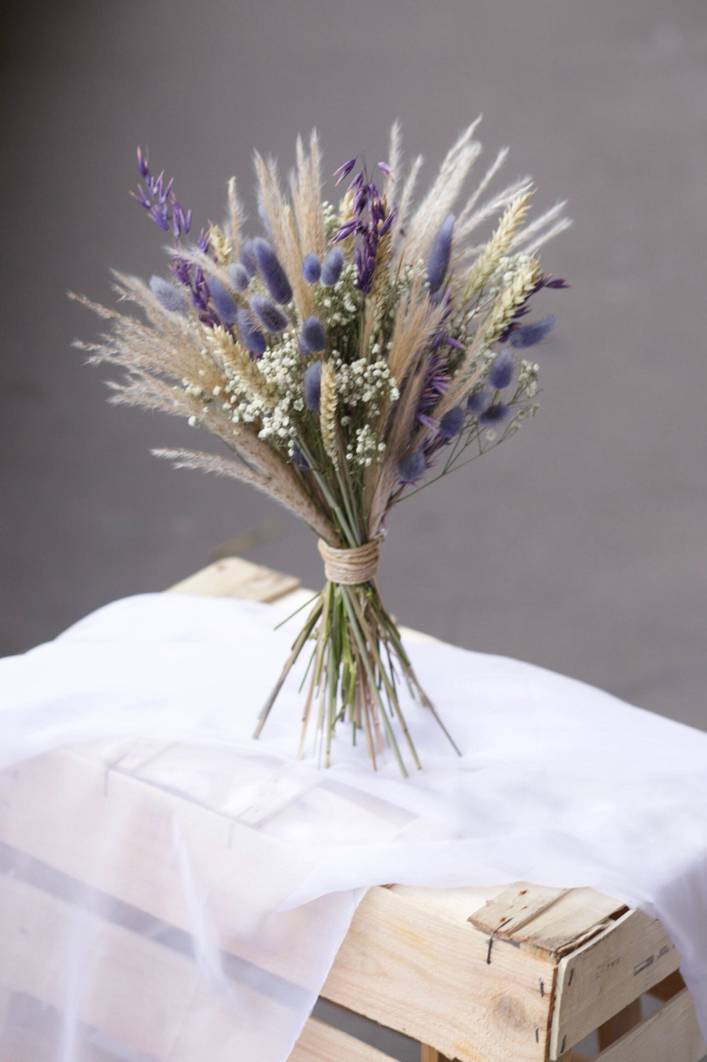 Purple Grass Dried Babies Breath Wedding Bouquet
