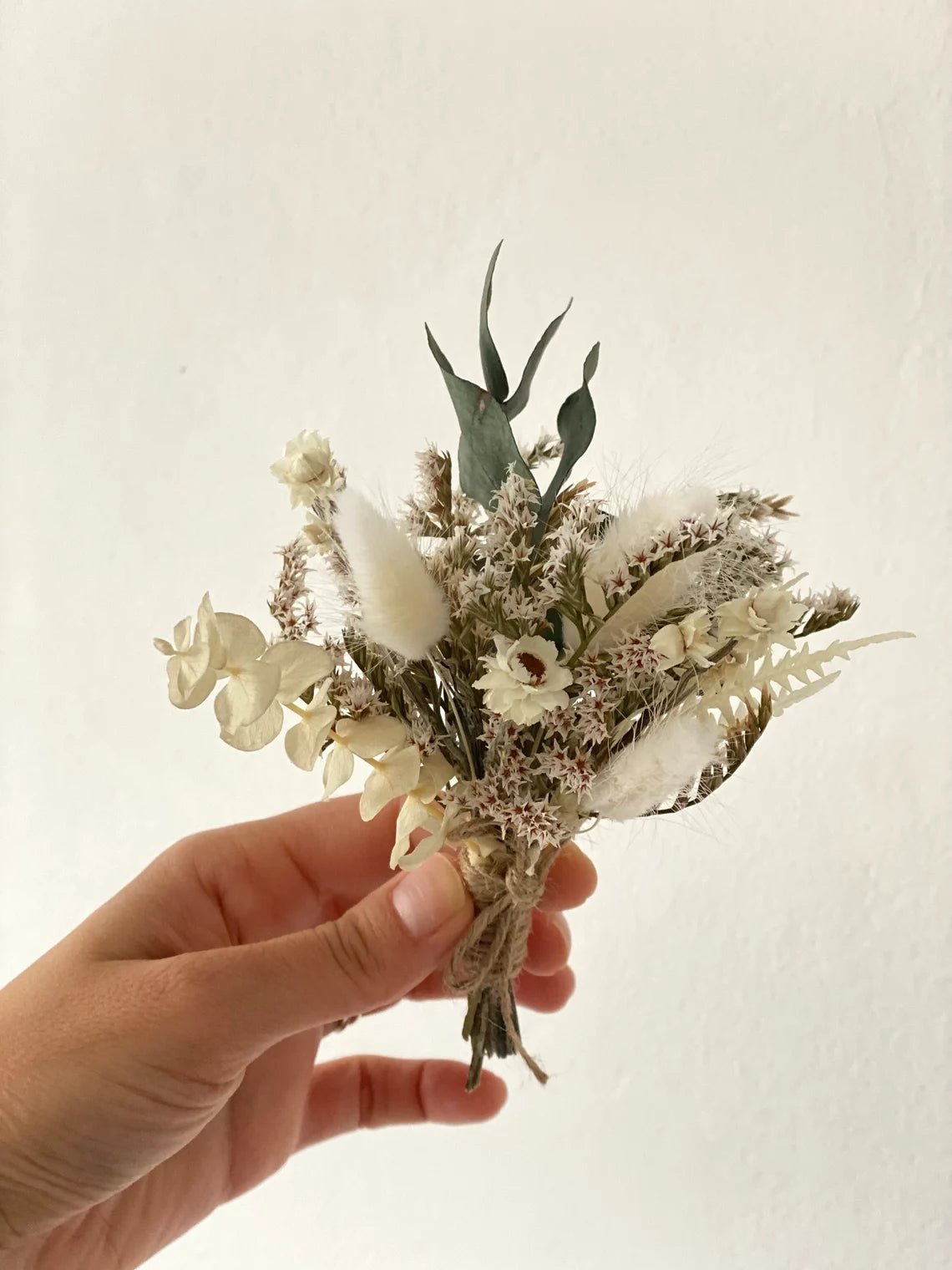 White Preserved Rose Bridal Bouquet / Bridesmaid Ivory& Green Bouquet/ Boho Wedding flowers/Dried Flowers/ Rustic Wedding Flower