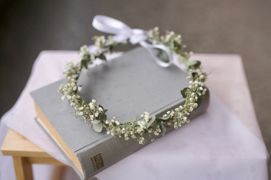 Dried Eucalyptus and Babies Breath Wreath / Headband