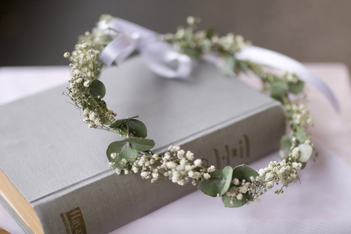 Dried Eucalyptus and Babies Breath Wreath / Headband