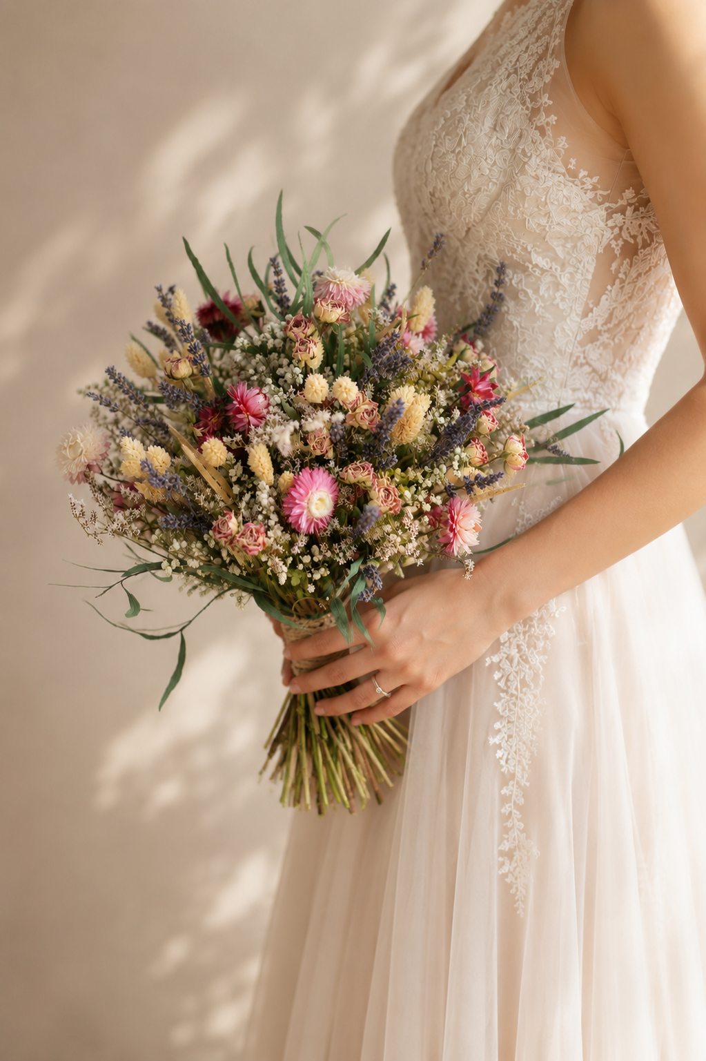 Dried Gypsophila and Rose Bride Bouquet/ Lavender Boho Wedding/ Lavender Bouquet / Bridesmaids Gift/ Wedding Dried Flower