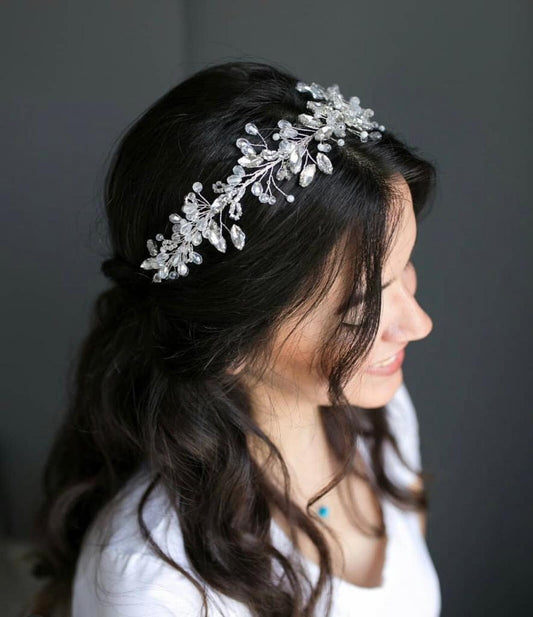 Bride Hair Accessory/ Bridal Hair Piece/ Wedding Headband, Bridal Headpiece, Beaded Hair Crown/ Pearl Hair Accessory/Beaded Headpiece