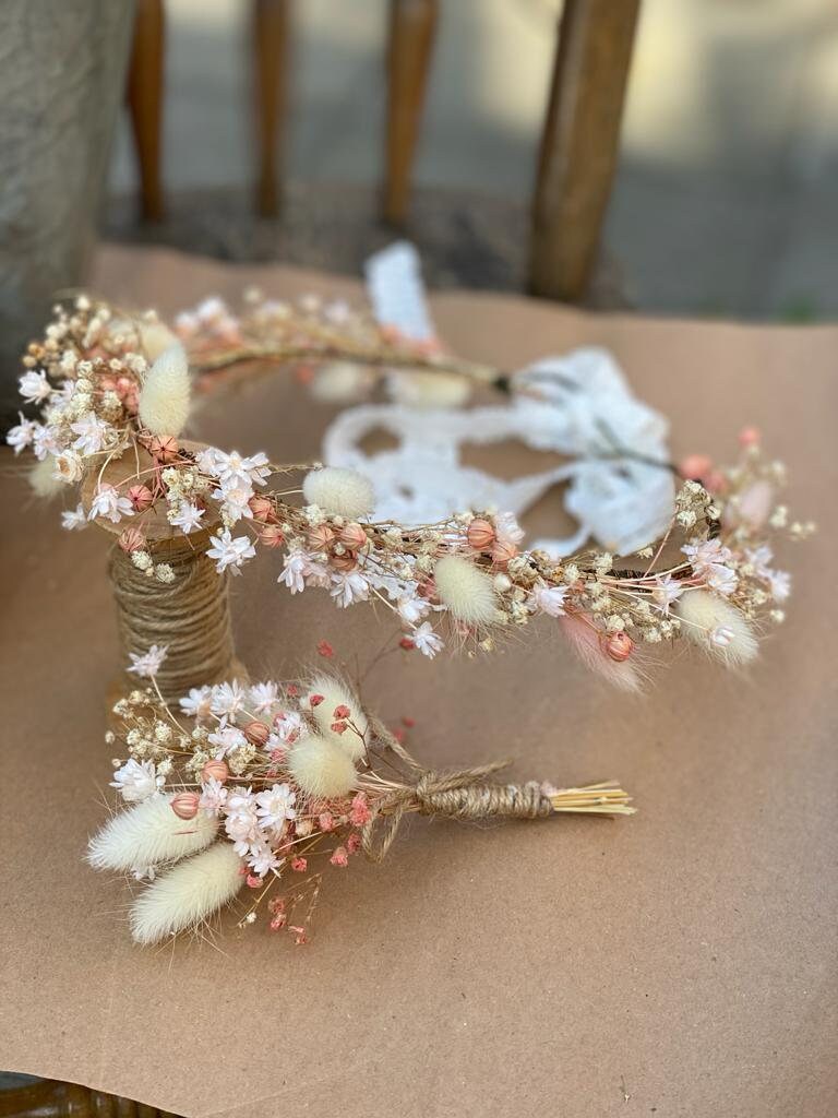 Baby's Breath Crown/ Baby's Breath Hair Pin/ Blush Floral /Gypsophila Wedding / Floral Crown/ Wedding Crown/ Bridesmaids Gift