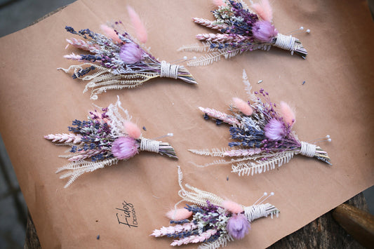 Boutonnieres/ Buttonhole/ Wedding Flower/ Dried Flower/Lavender