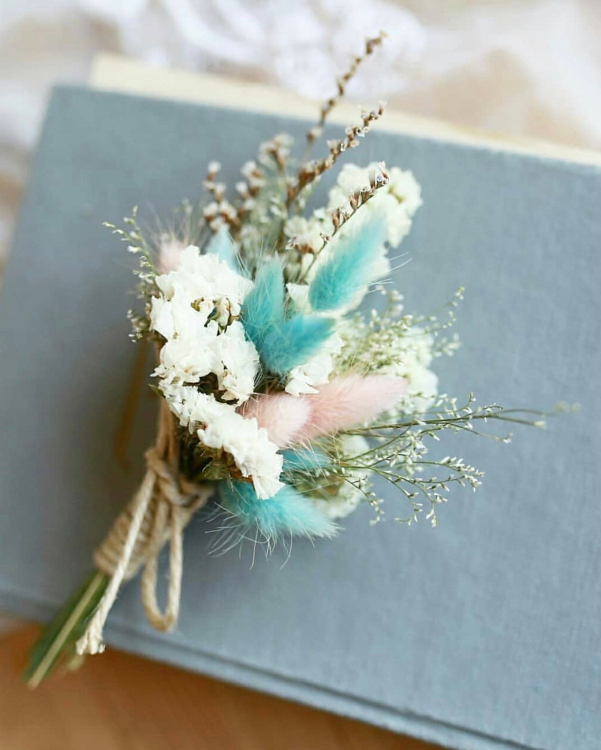 Pink and Blue Summer Bouquet / wildflowers Grass Dried Bouquet