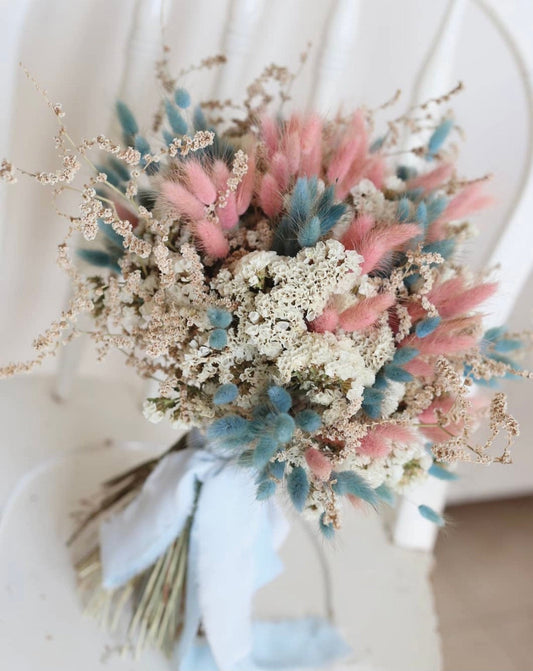 Pink and Blue Summer Bouquet / wildflowers Grass Dried Bouquet