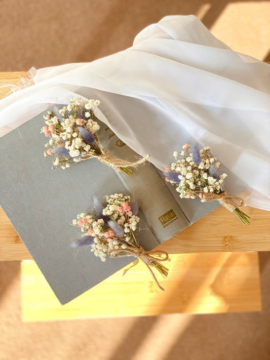 Baby's Breath  Purple Bunny Tail Buttonhole