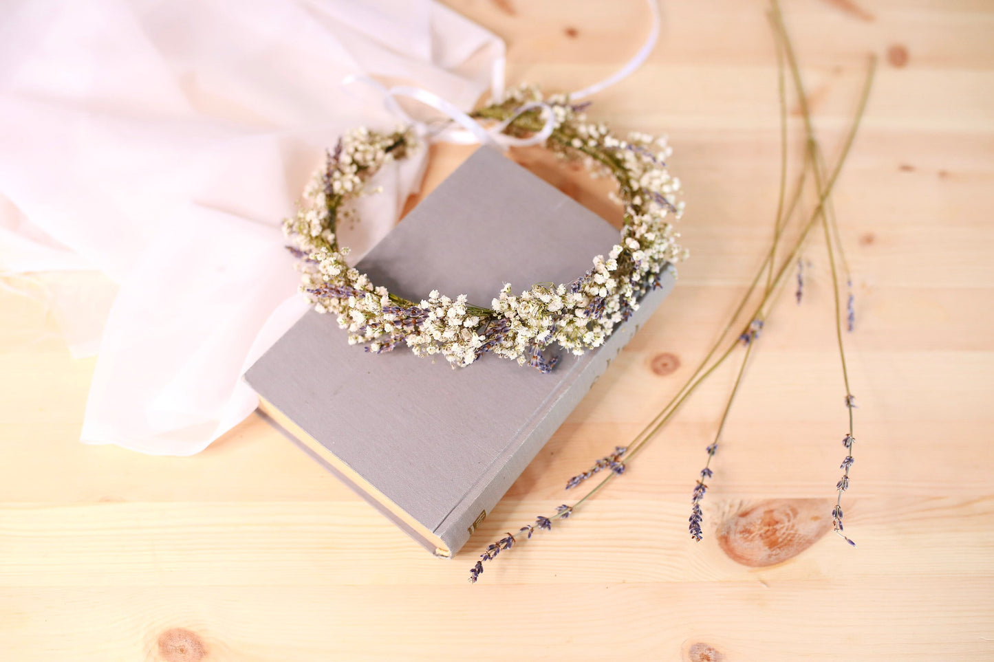 Dried Baby’s Breath & Lavender Flower Girl wreath