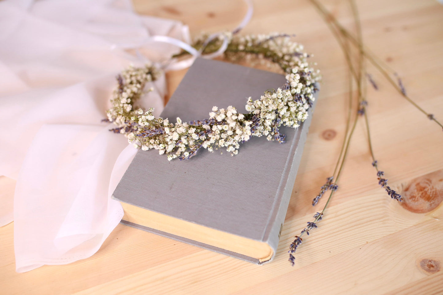 Dried Baby’s Breath & Lavender Flower Girl wreath