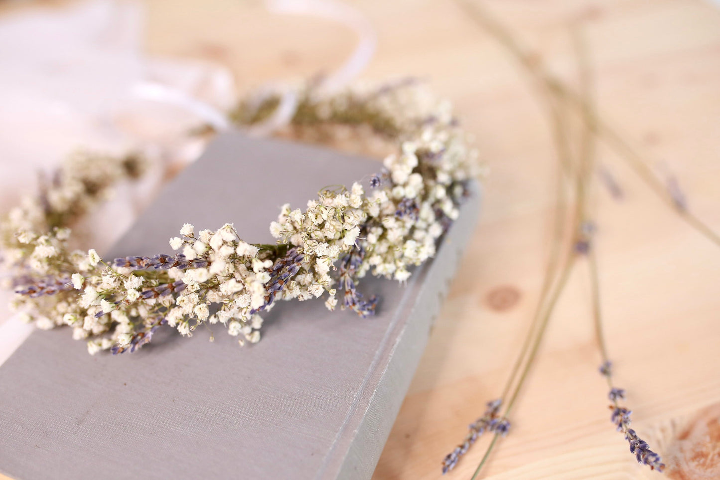 Dried Baby’s Breath & Lavender Flower Girl wreath