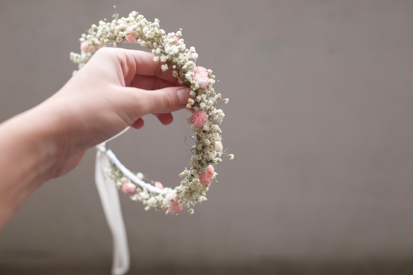 Babies Breath Dusty Pink Girls and Bride Headband/ Birthday Accessories/ Bridesmaid Gift/ Wedding Day Flower/ Baptism Hair Floral