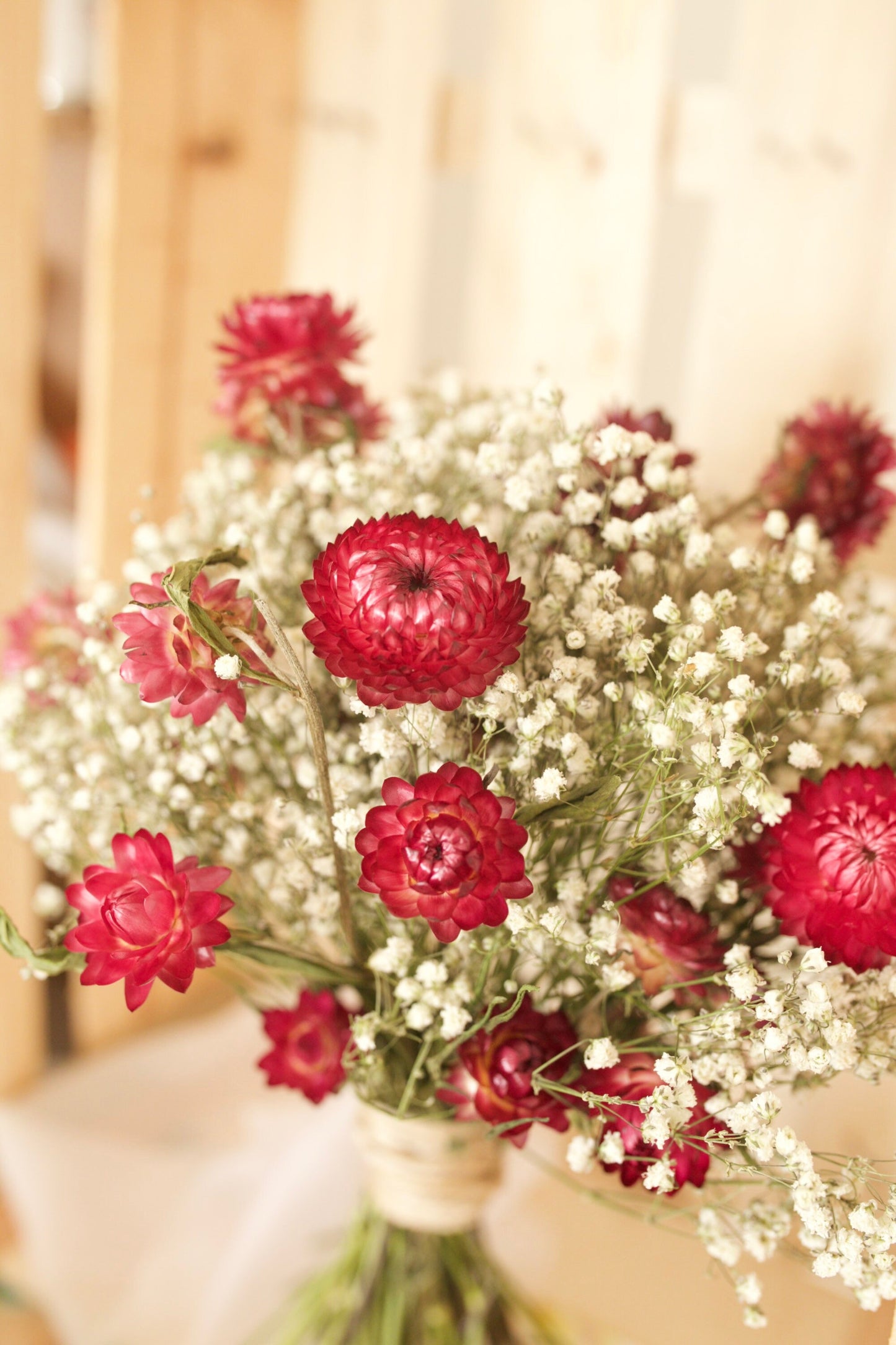 Burgundy Flower and Baby's Breath Vintage Bride Bouquet