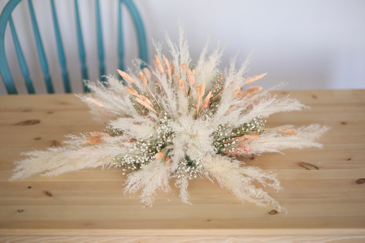 Blush Peach Colour Bouquet/ Pampas Grass and Gypsophila Bride Flower/Bridesmaids Gift/ Mom Corsage/ Flower Wreath/ Table Arrangement