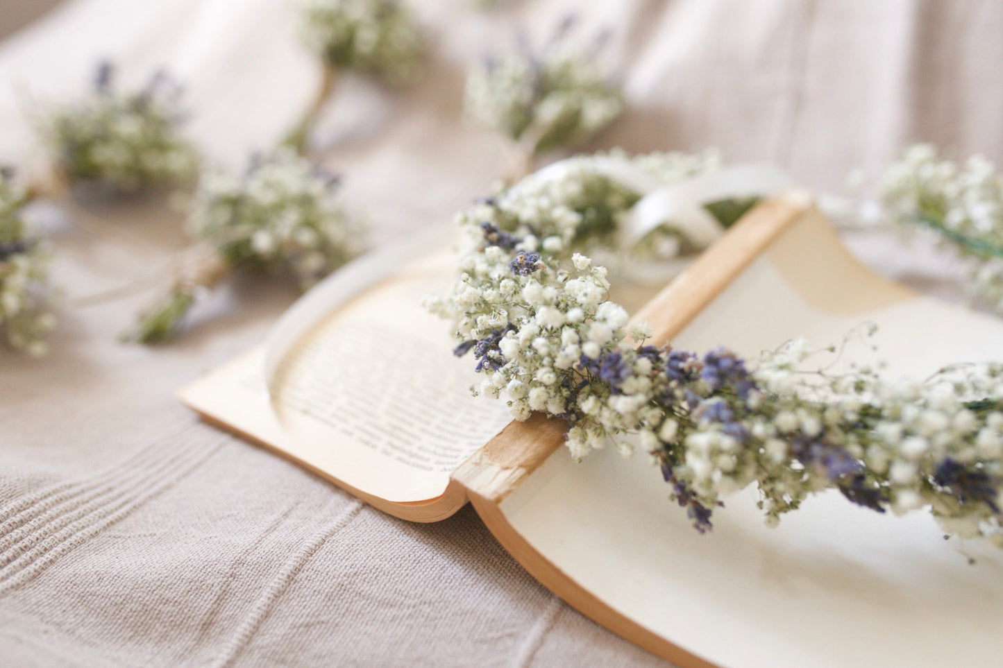 Dried Baby’s Breath & Lavender Flower Girl wreath