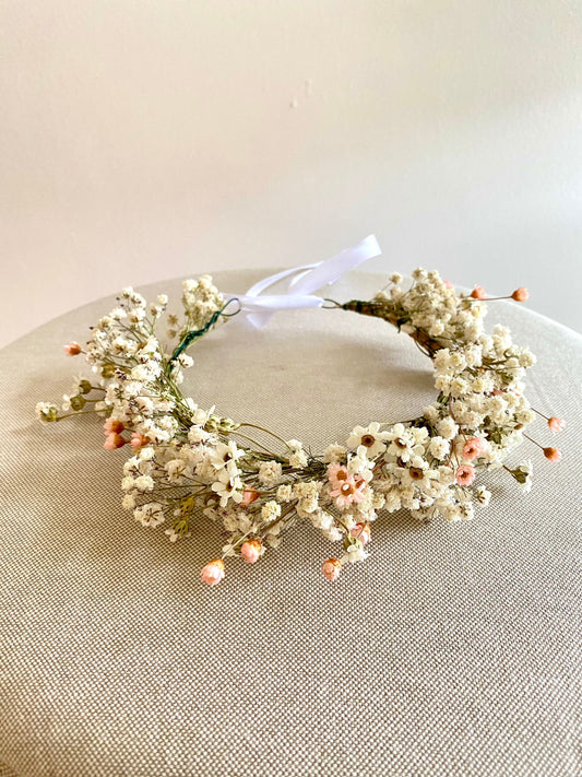 Dried Baby’s Breath Crown/ Baby's Breath And Daisy Flowers / Blush Floral /Gypsophila Wedding/Floral Crown/Wedding Crown/ Bridesmaids Gift