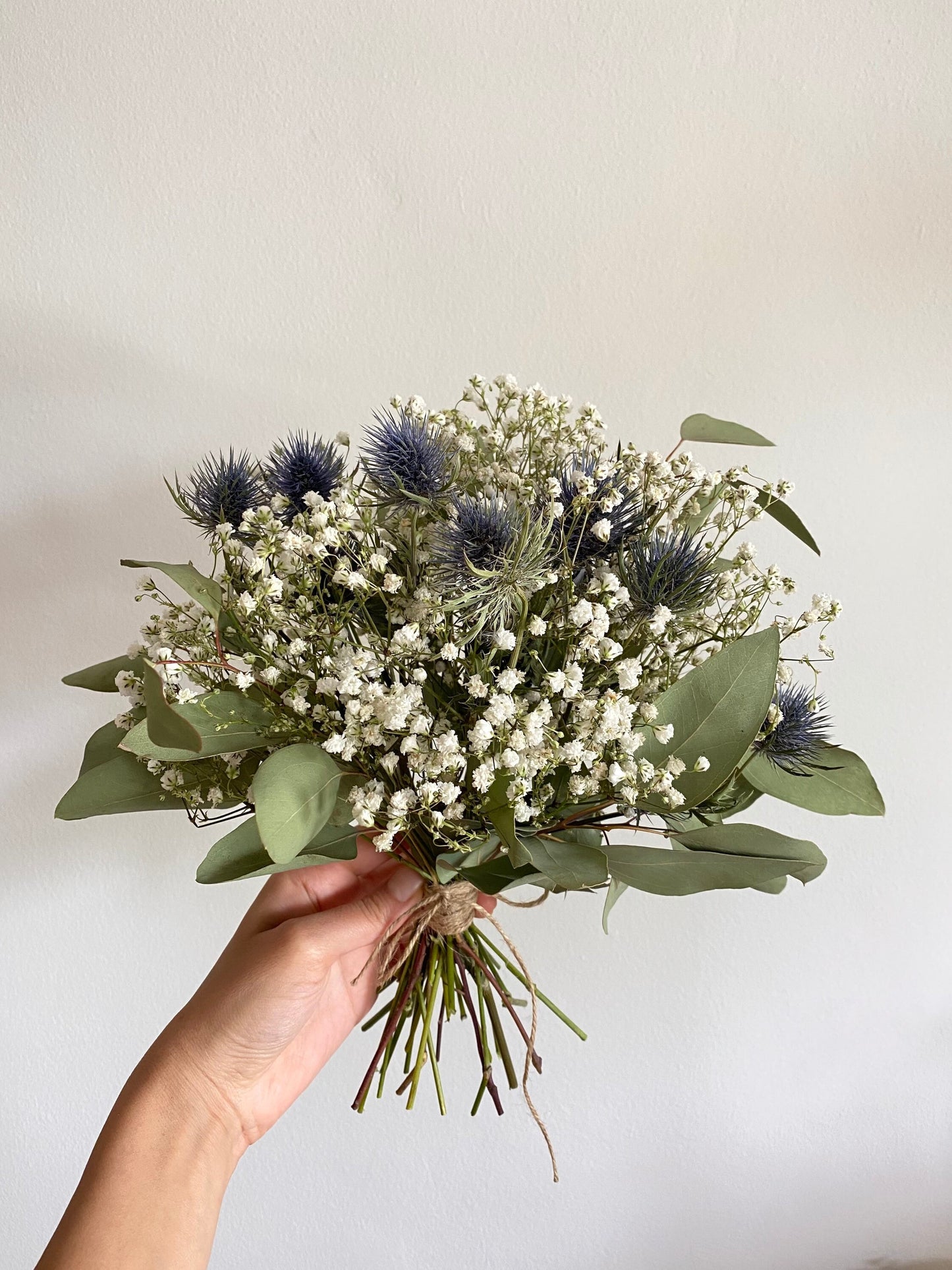 Dried Eucalyptus / Thistle bouquet/Baby's Breath bouquet/Dried Wedding Flowers/Boutonniere/Baby's Breath Bridesmaids Bouquet