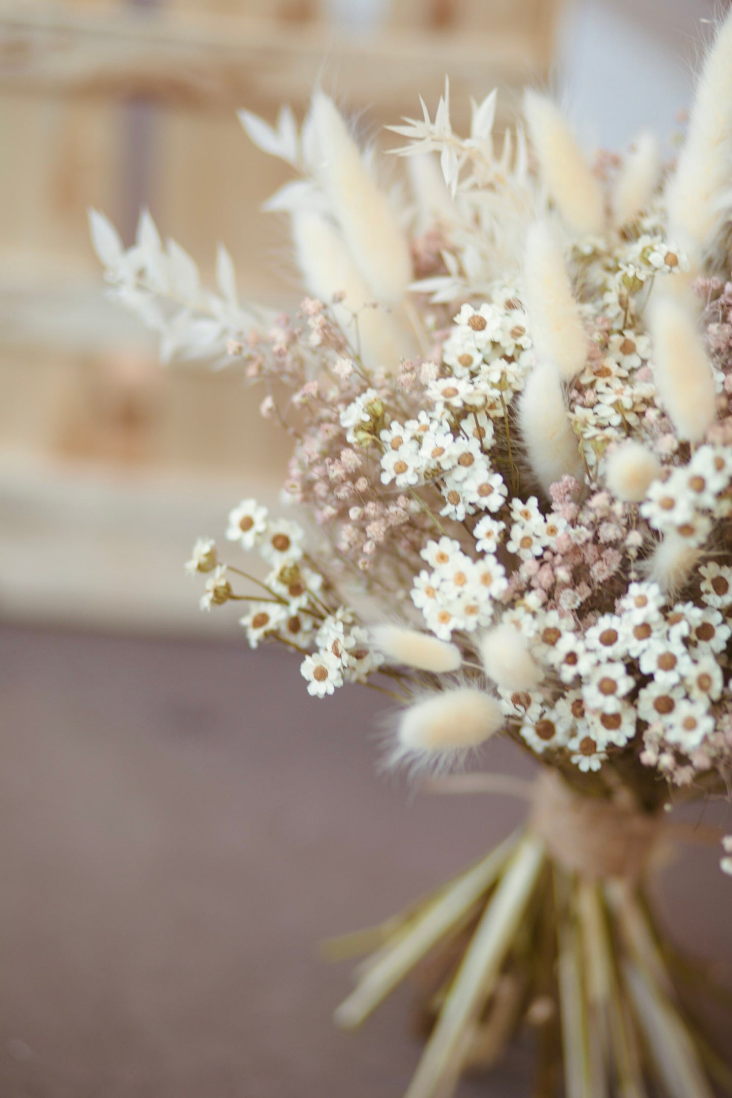 Dried flower Bridal bouquet,Dried Daisy and Dusty Pink,Rustic Wedding flower ,Dried boutonniere,Dried Flower Boho wedding,