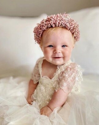 Pink Dried Gypsophila Floral Headband for Newborn