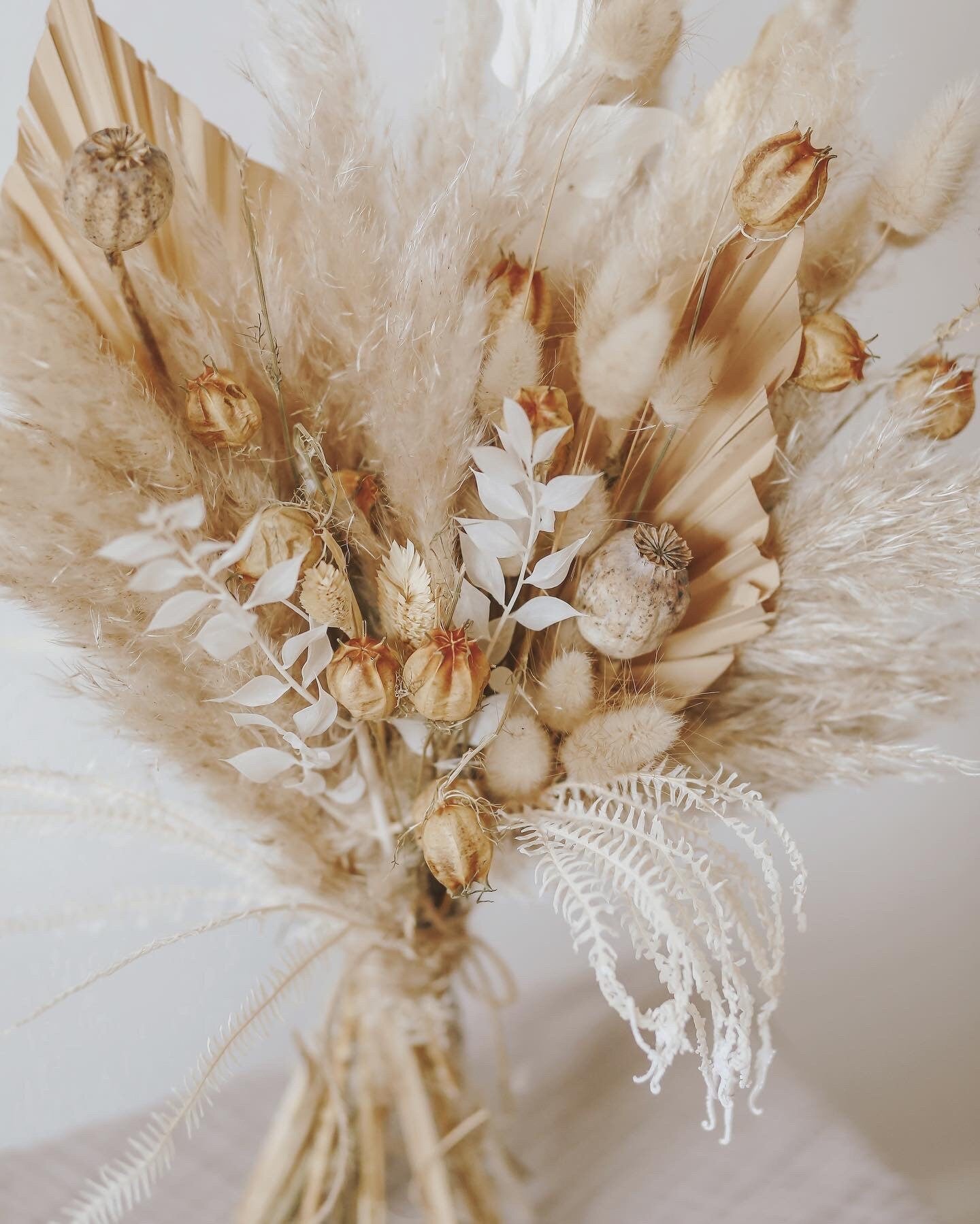 Dried Palm and Pampas Grass Bohemian Wedding Bouquet