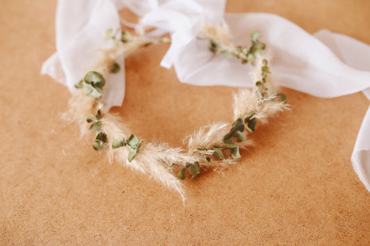 Pampas Grass and Eucalyptus Hair Wreath