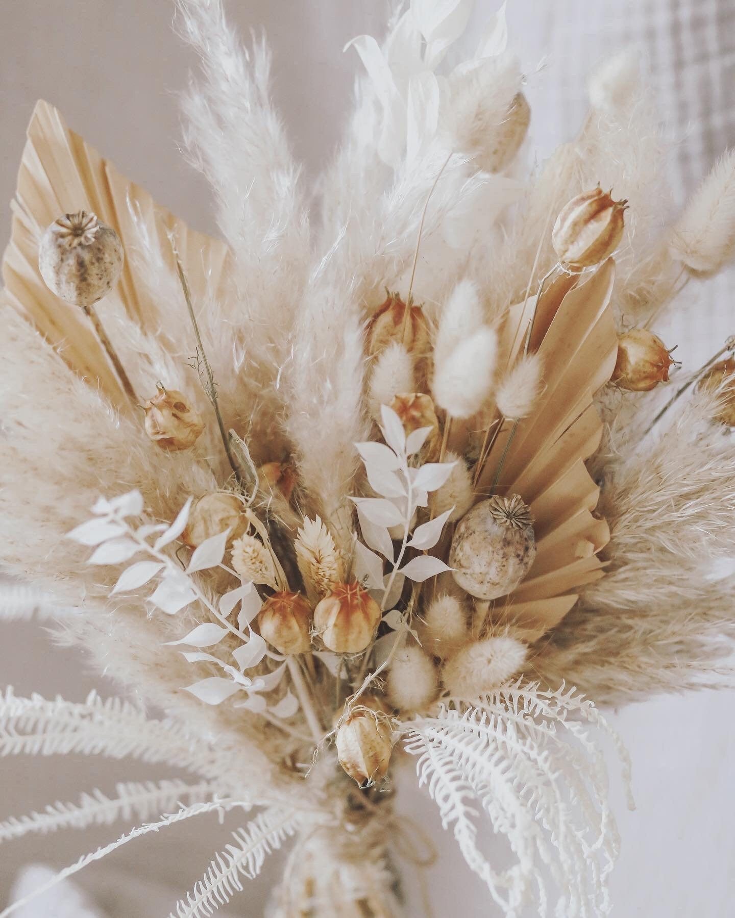 Dried Palm and Pampas Grass Bohemian Wedding Bouquet