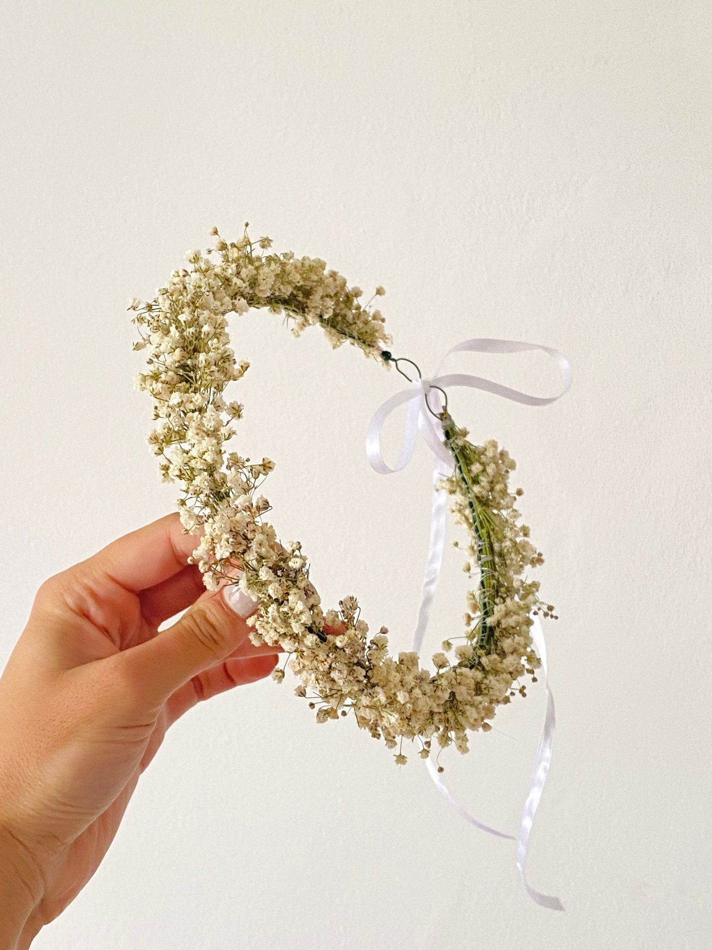 Babies Breath Floral Wreath | Dried Gypsophila Headpiece | Baptism Hair Accessories | Christening Gift For Girl| Bridesmaids Hair