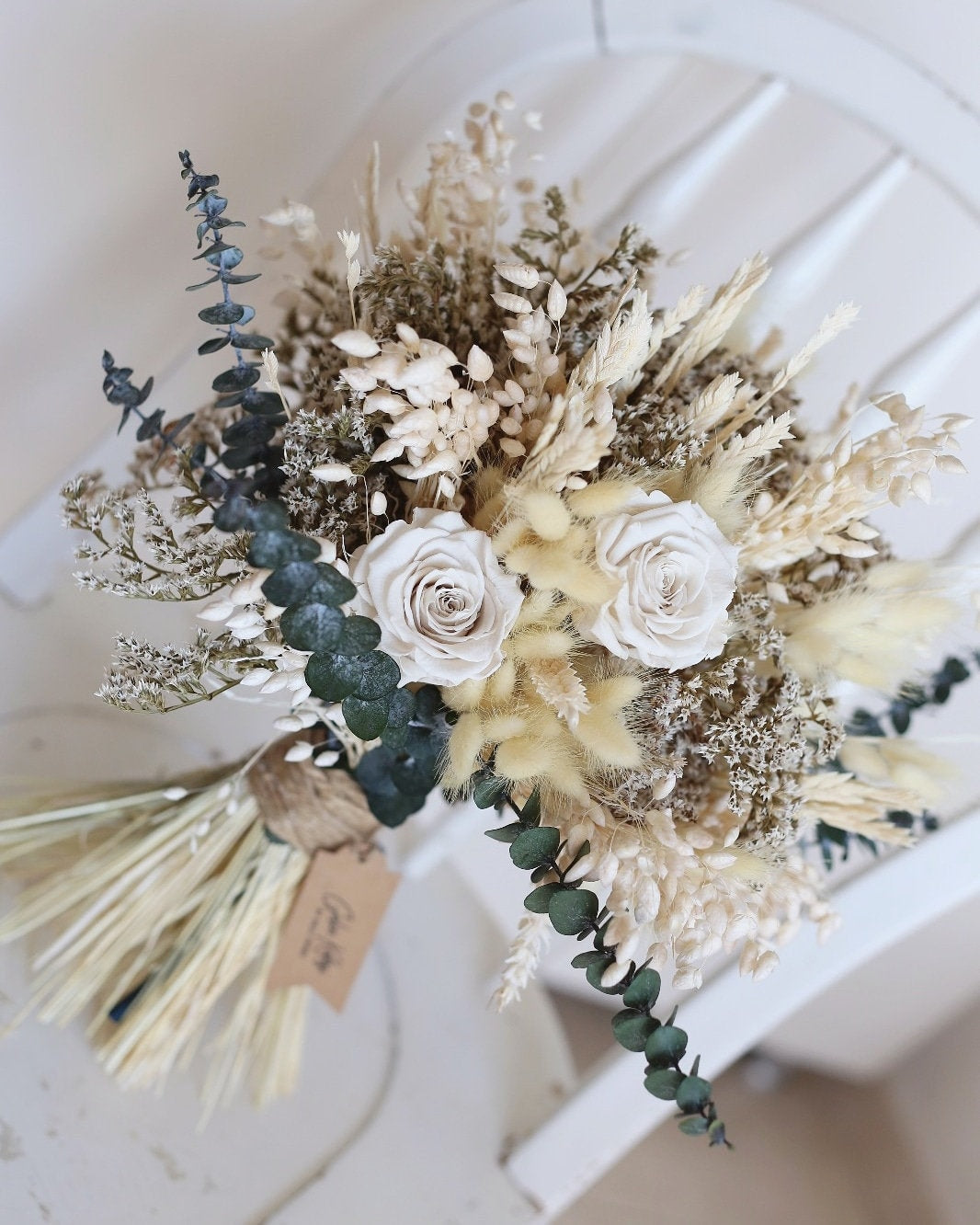 Dried Bridal Bouquet and Bridesmaids/Flowergirl accessories /Bouquet Eucalyptus Bouquet