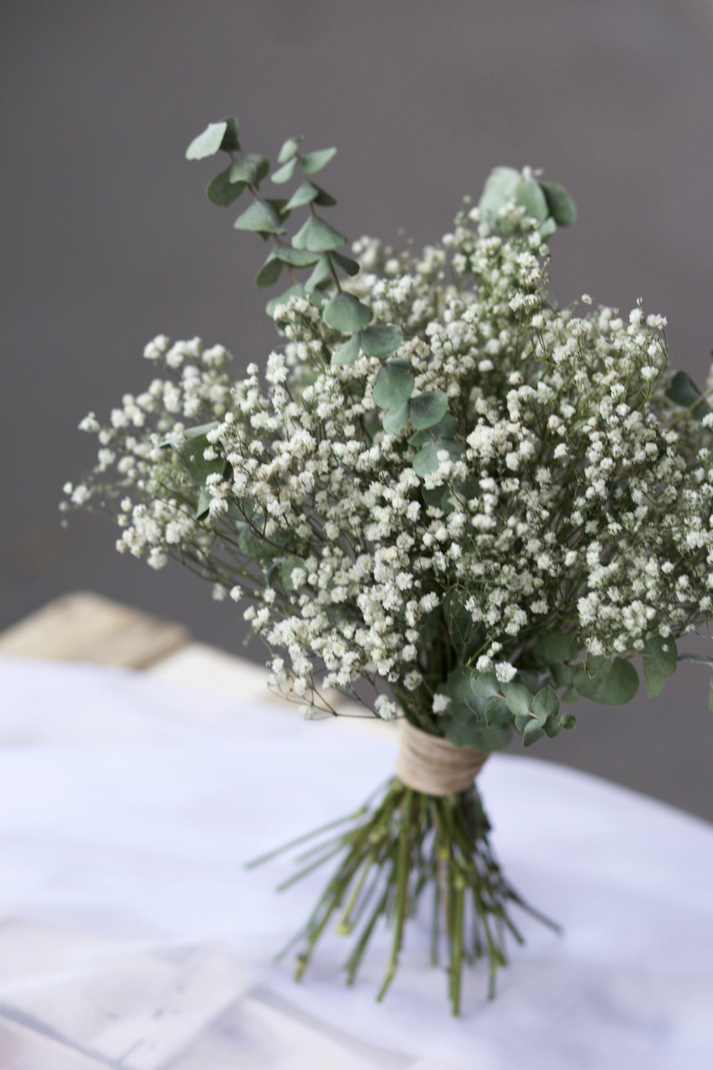 Eucalyptus and Babies Breath Bride Bouquet