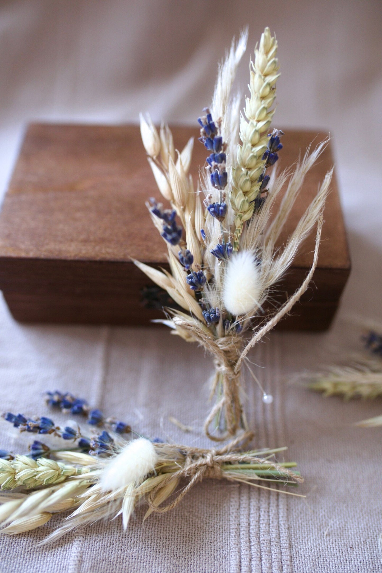 Lavender Boutonniere and Pampas Grass Buttonholes