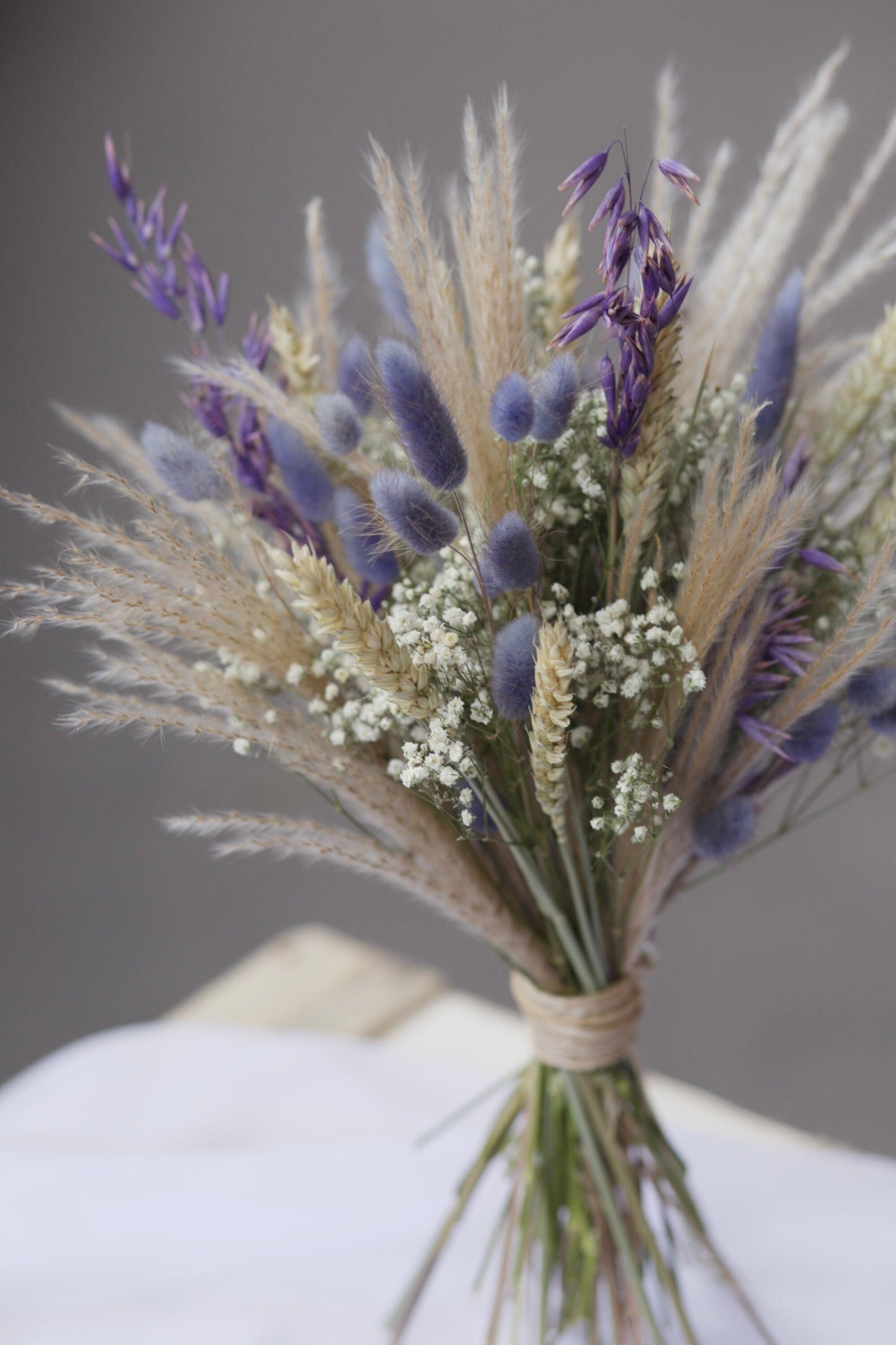 Purple  Grass  Dried Babies Breath Wedding Bouquet