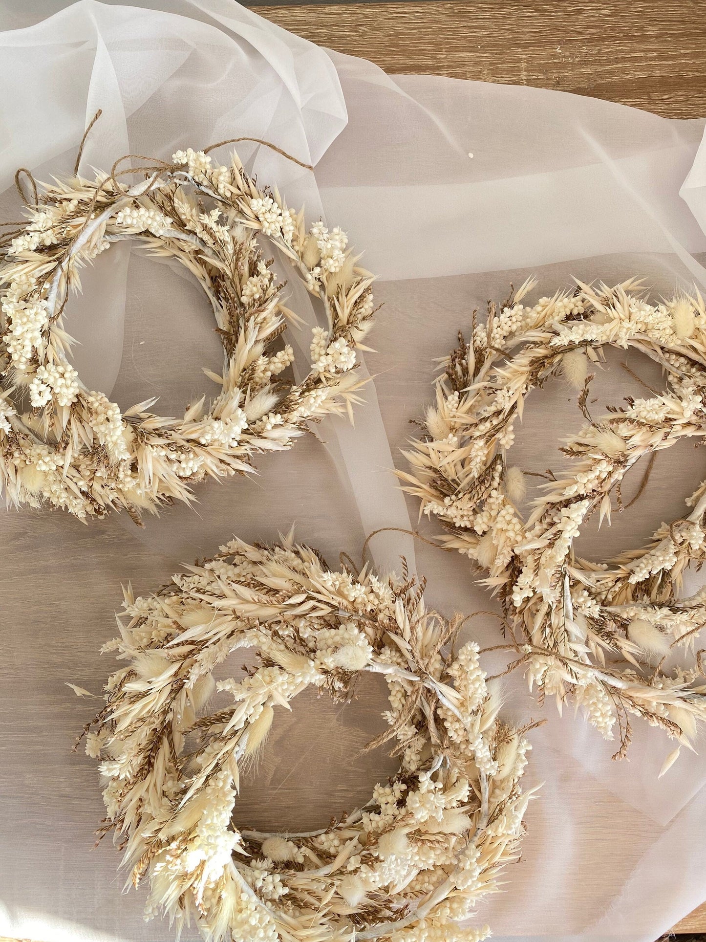 White Bohemian Dried Hair Wreath