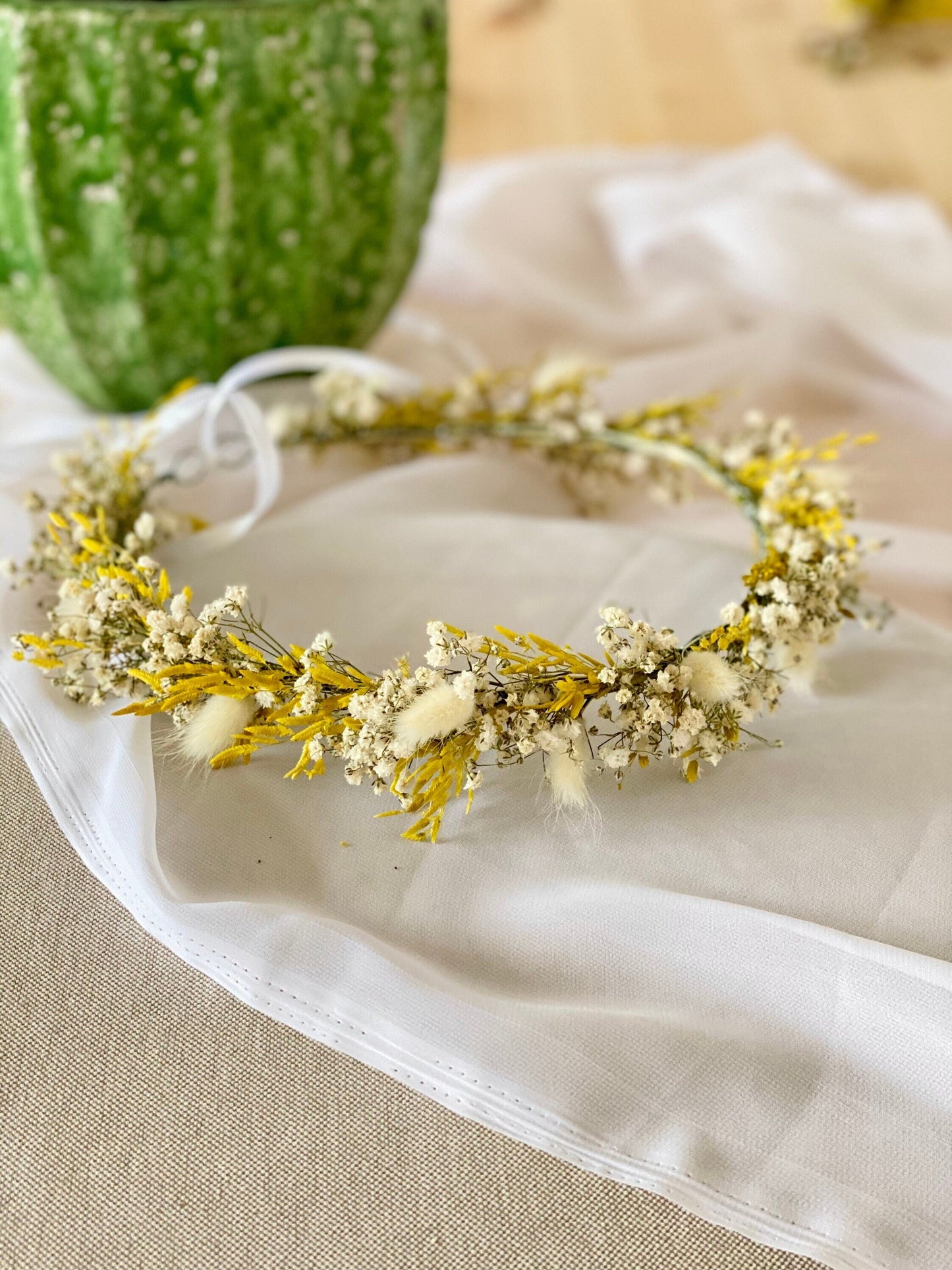 Yellow Gypsophila Headpiece