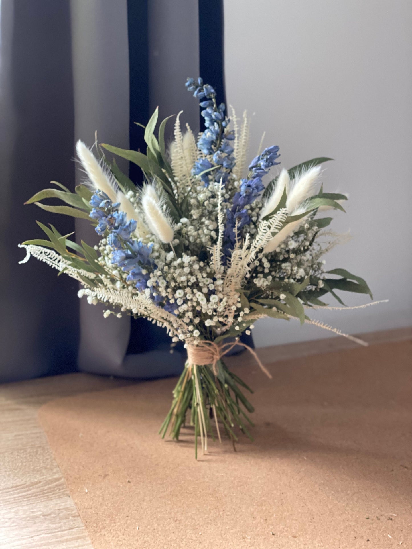 Dried Delphinium and Baby's Breath Bouquet