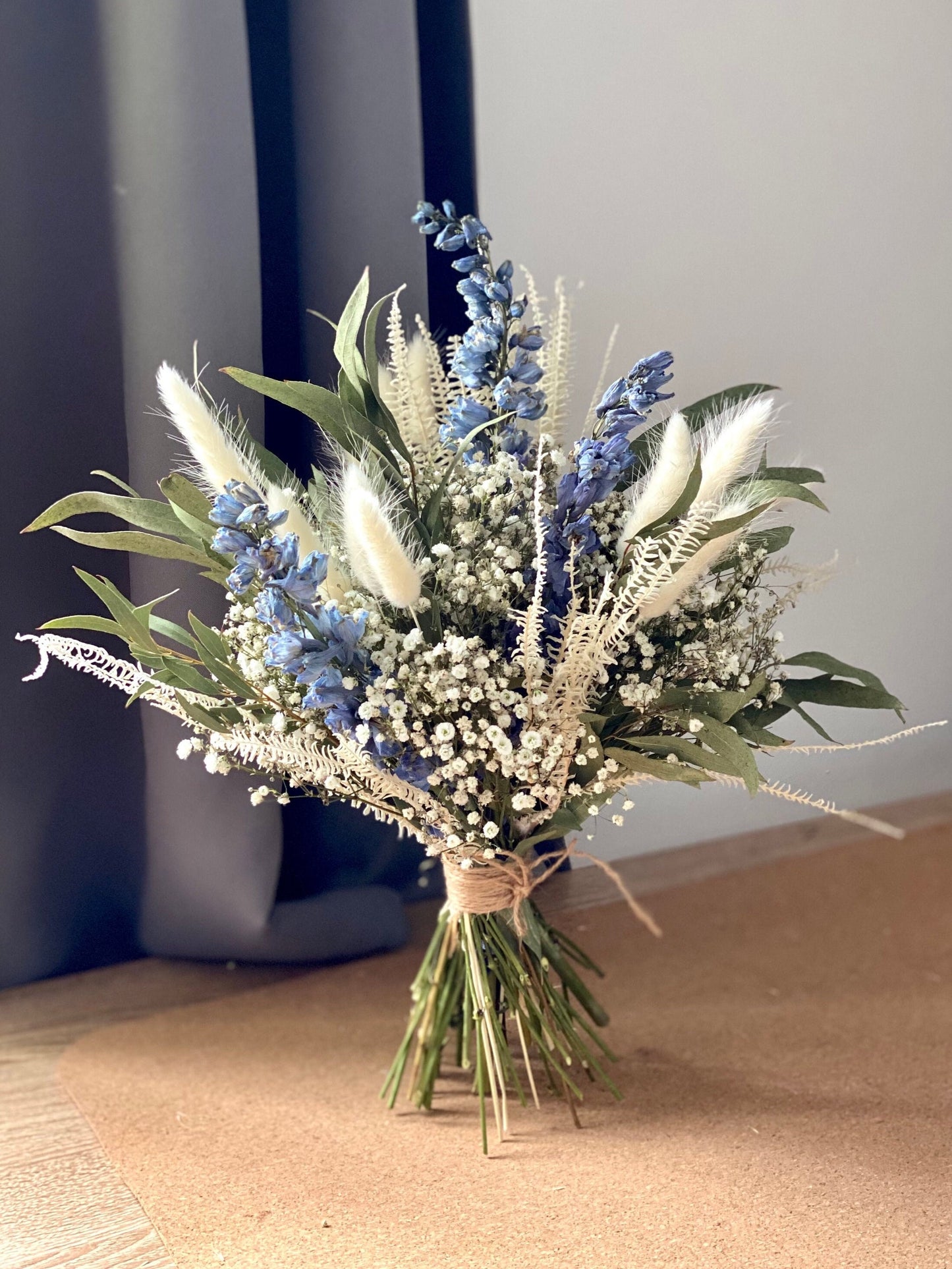 Dried Delphinium and Baby's Breath Bouquet