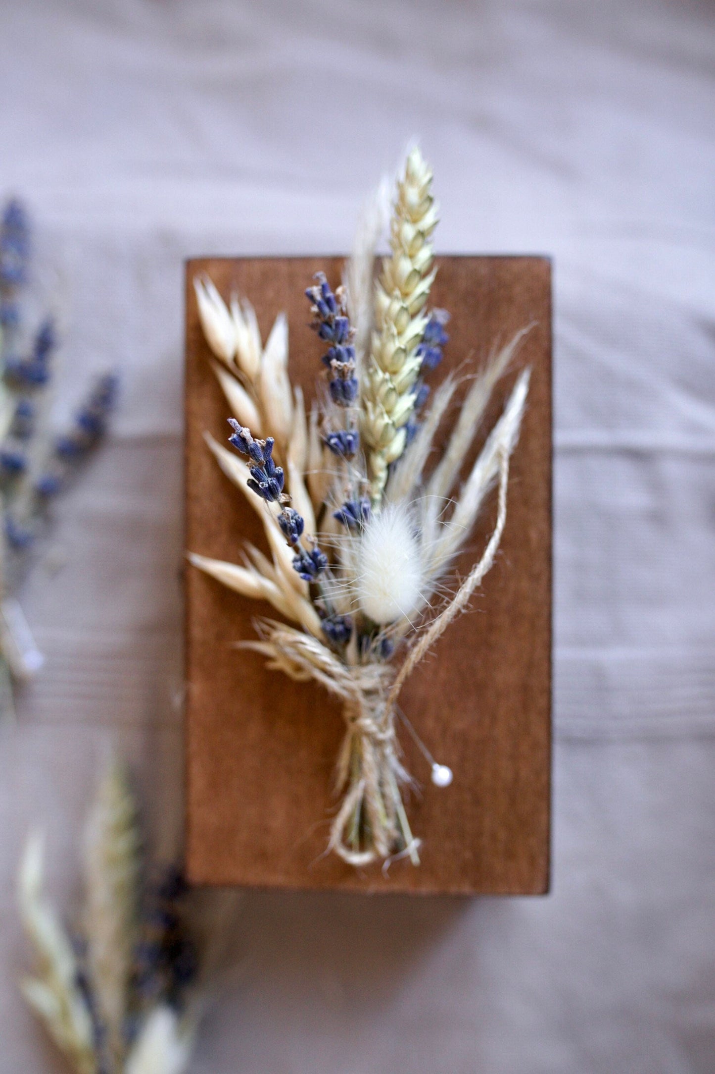 Lavender Boutonniere and Pampas Grass Buttonholes