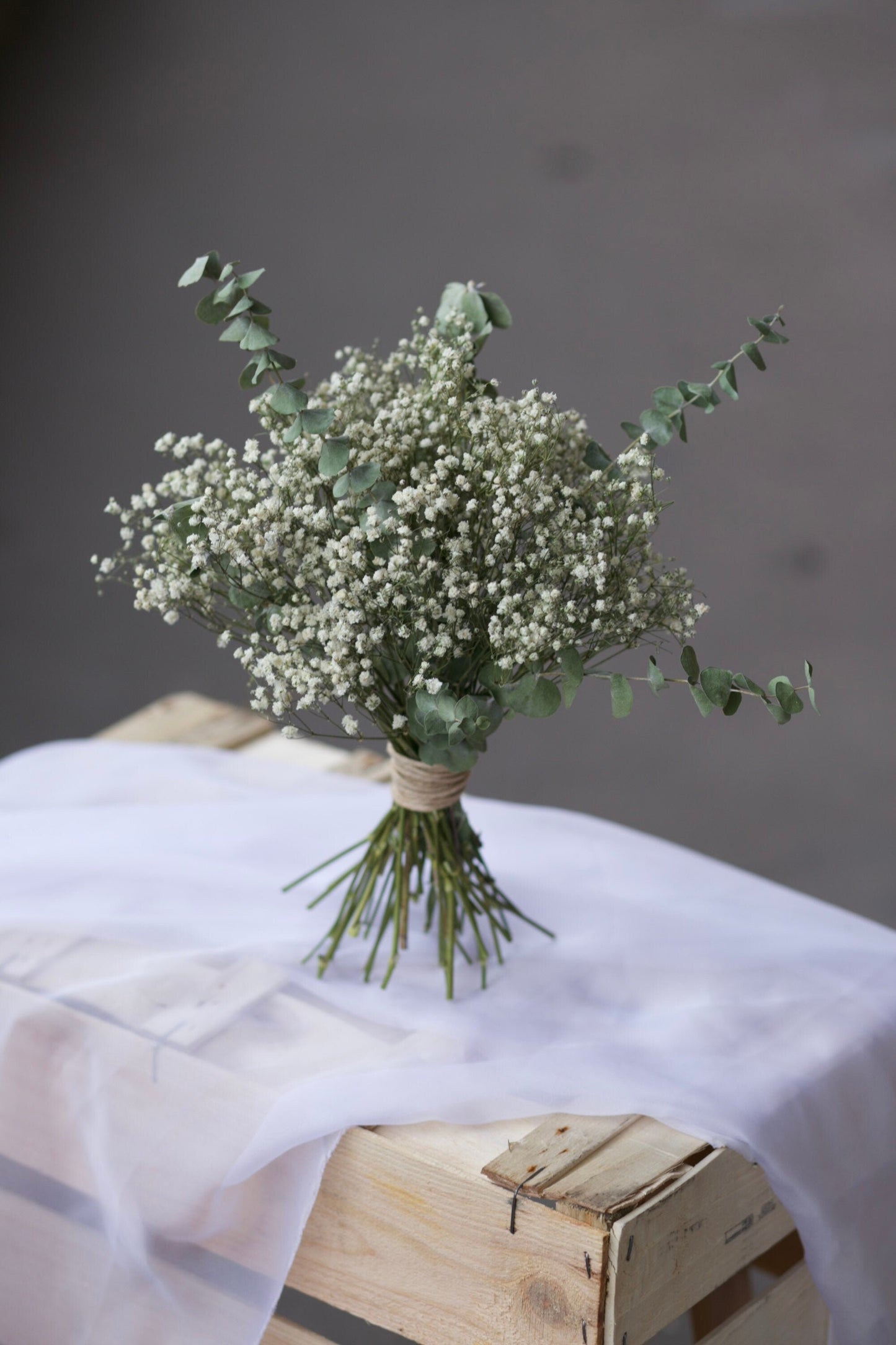 Eucalyptus and Babies Breath Bride Bouquet