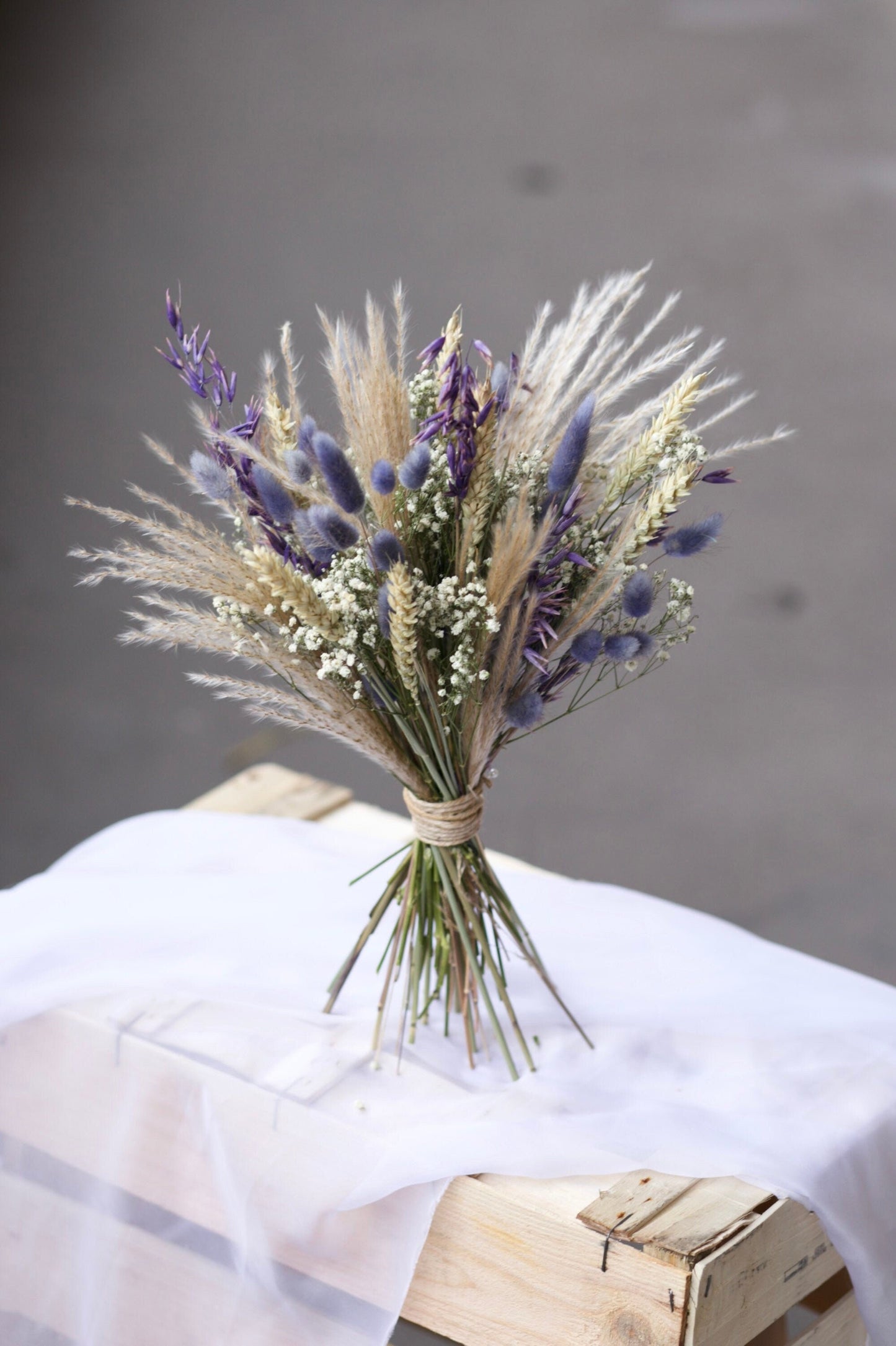 Purple  Grass  Dried Babies Breath Wedding Bouquet