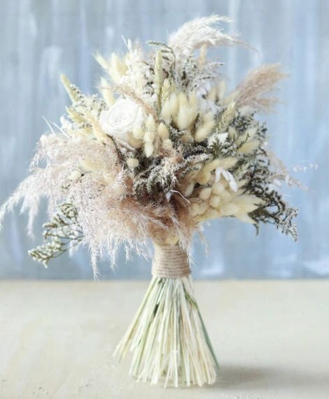 Pampas Grass Bouquet White Rose Bouquet