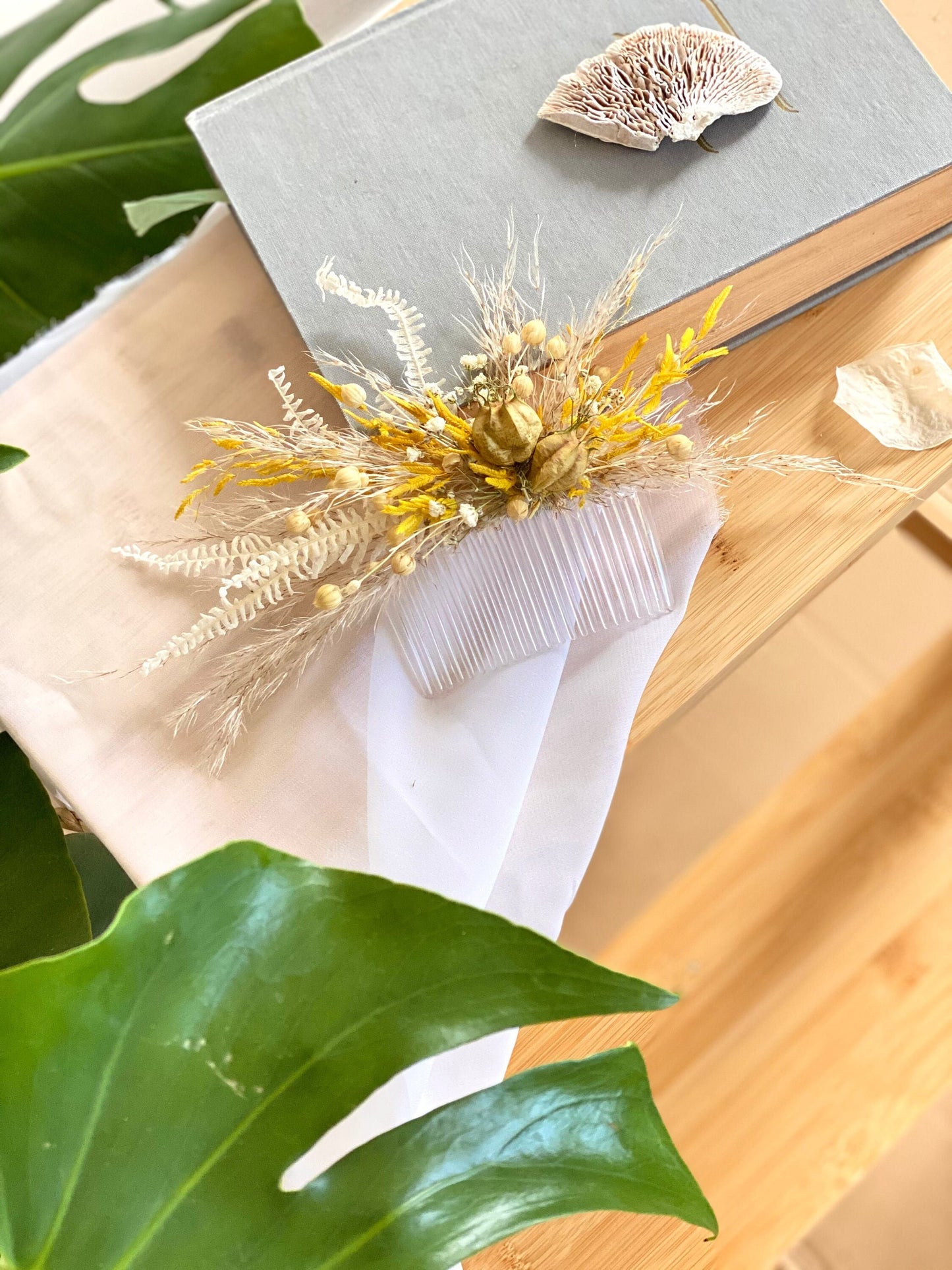 Pampas Grass Wild Yellow Flower Bridal Bouquet