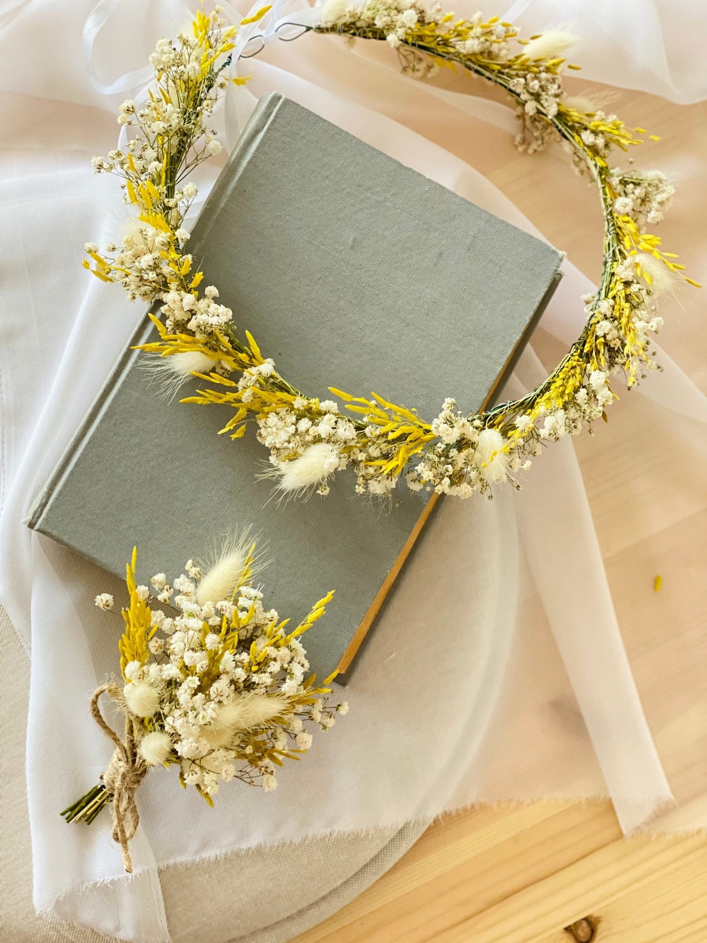 Yellow Gypsophila Headpiece