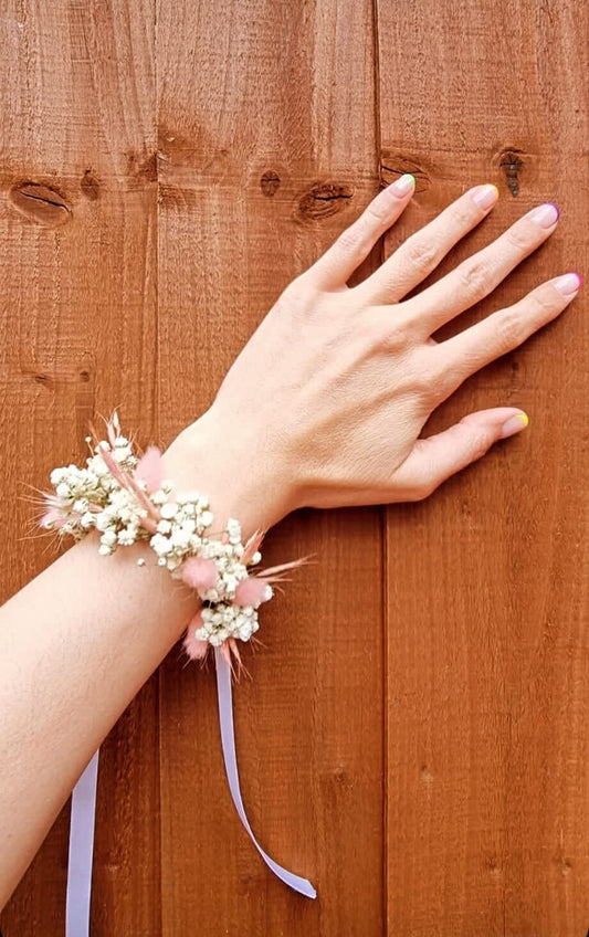 Baby’s  Breath  Wristband & Pink Bunny Tail