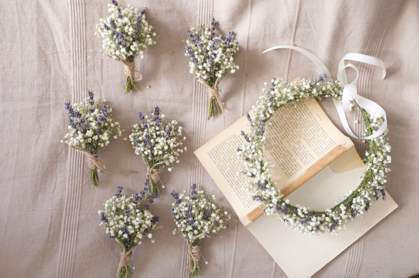 Dried Baby’s Breath & Lavender Flower Girl wreath