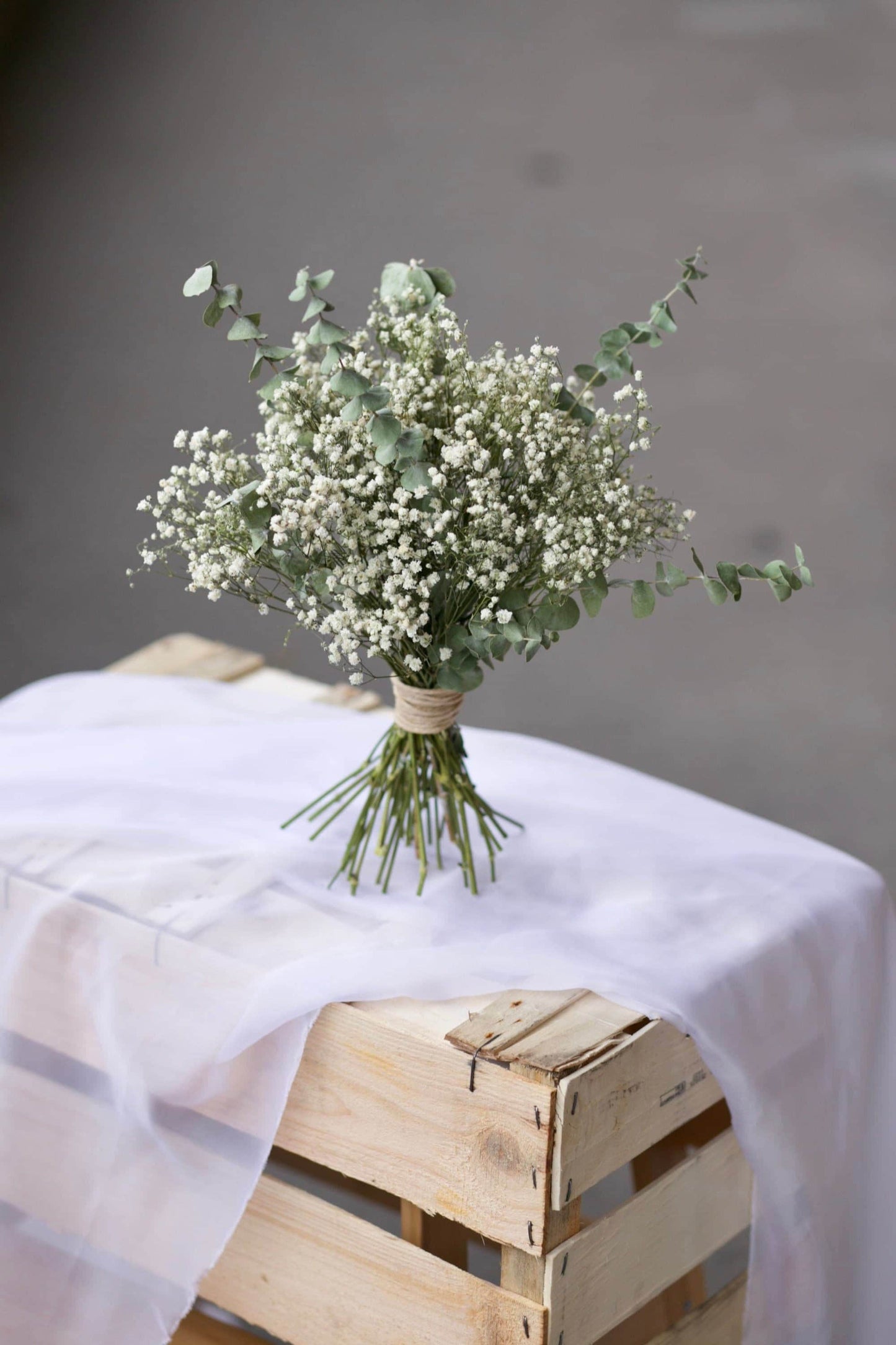 Eucalyptus and Babies Breath Bride Bouquet