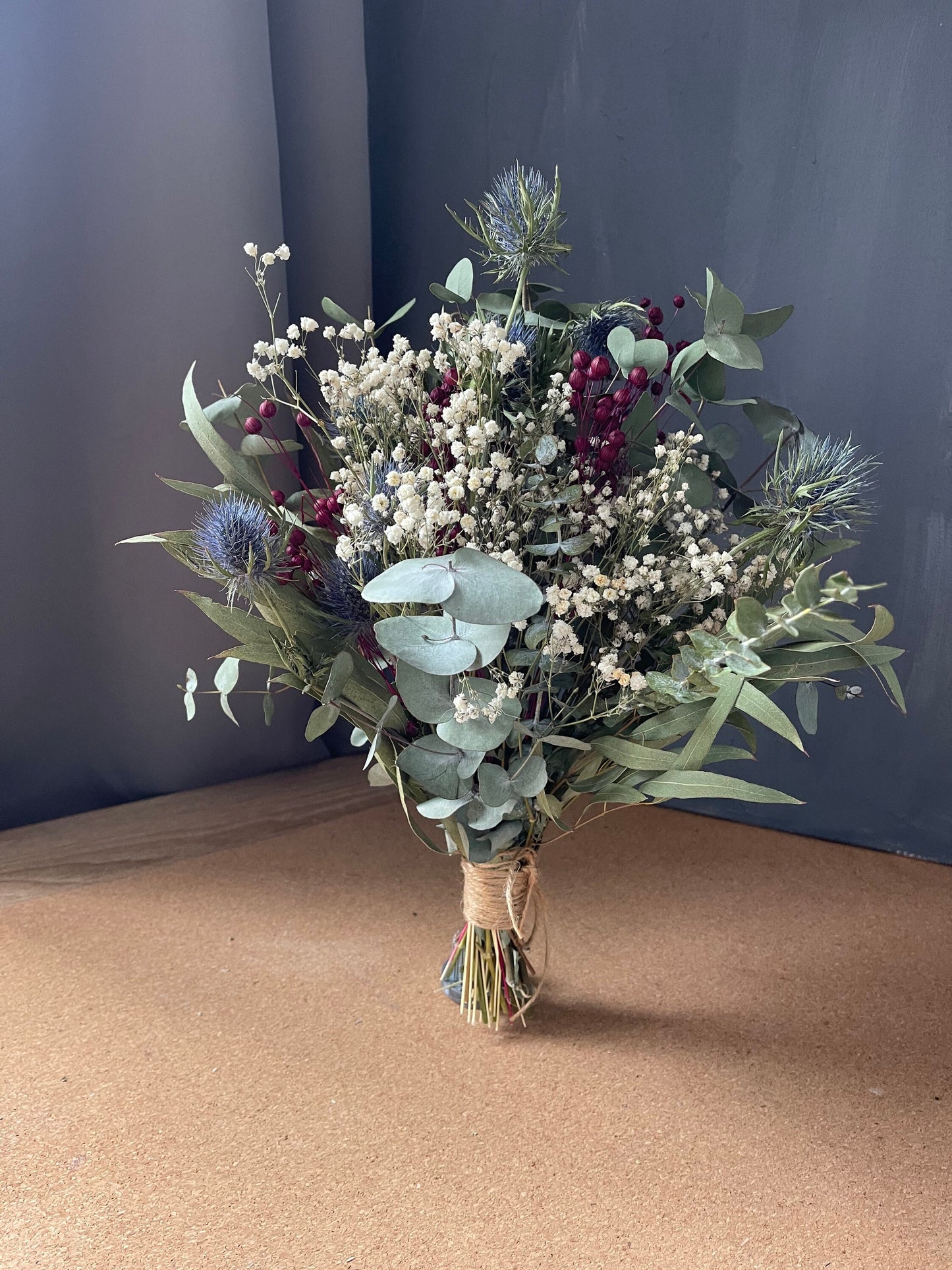 Dried Burgundy and Thistle Bouquet