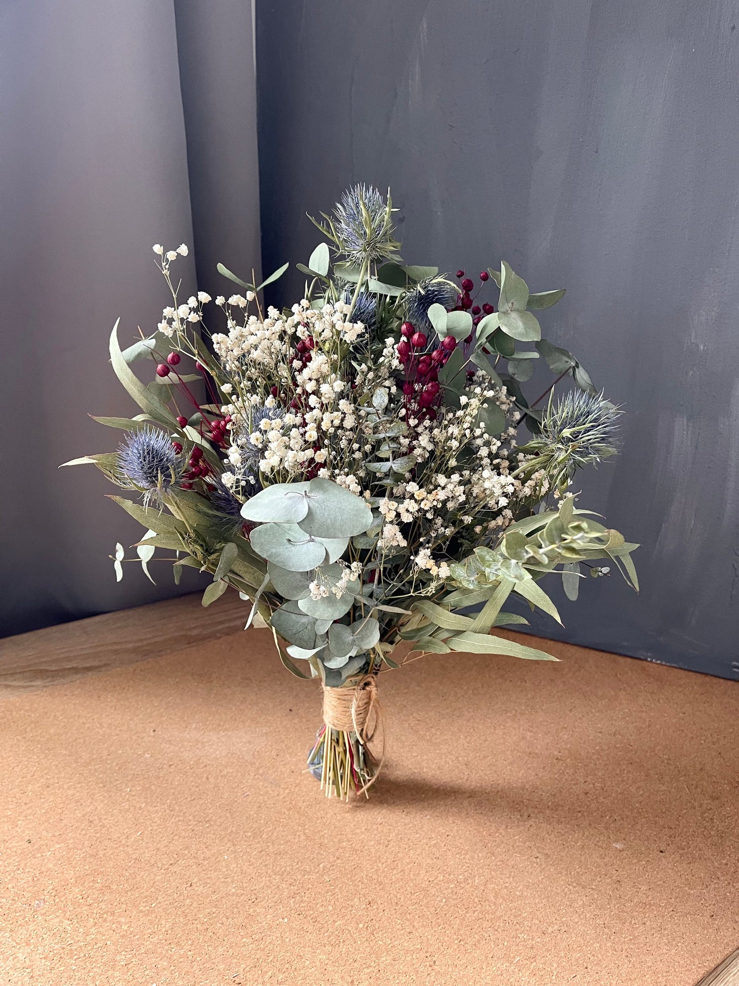 Dried Burgundy and Thistle Bouquet